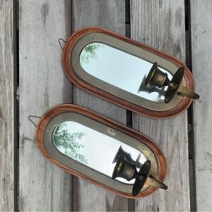 Vintage Wall Candle Holders with Mirrors